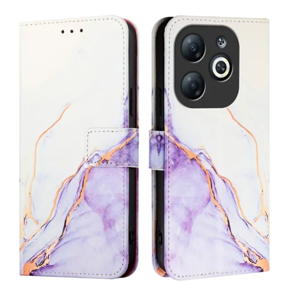 ART MARBLE Peňaženkový kryt pre Infinix Smart 8 WHITE PURPLE