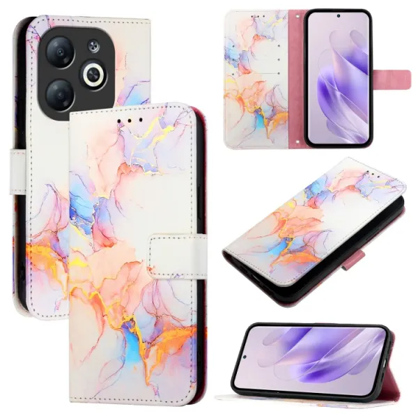ART MARBLE Peňaženkový kryt pre Infinix Smart 8 WHITE ORANGE