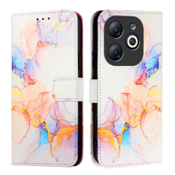 ART MARBLE Peňaženkový kryt pre Infinix Smart 8 WHITE ORANGE