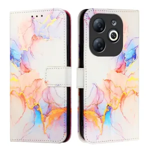 ART MARBLE Peňaženkový kryt pre Infinix Smart 8 WHITE ORANGE