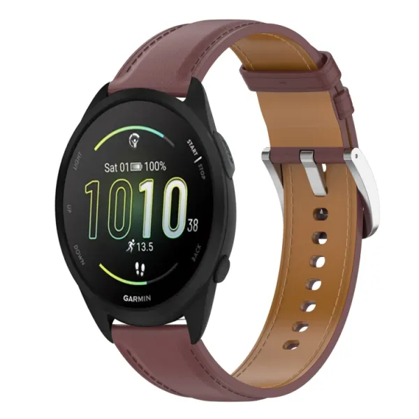 LEATHER Kožený remienok pre Garmin Forerunner 165 tmavohnedý