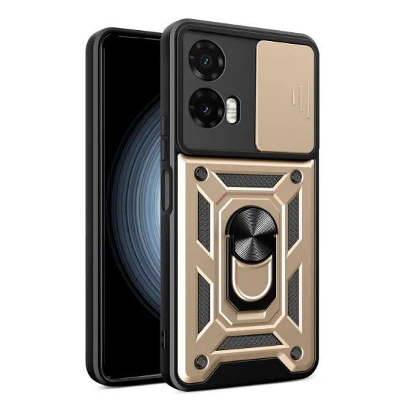 RING CAMERA Kryt s držiakom pre Motorola Moto G35 5G zlatý