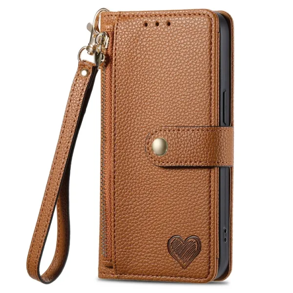 HEART Peňaženkové puzdro pre Motorola Moto G75 5G hnedé
