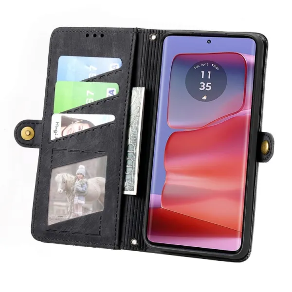 GEOM Peňaženkové puzdro pre Motorola Moto G75 5G čierne