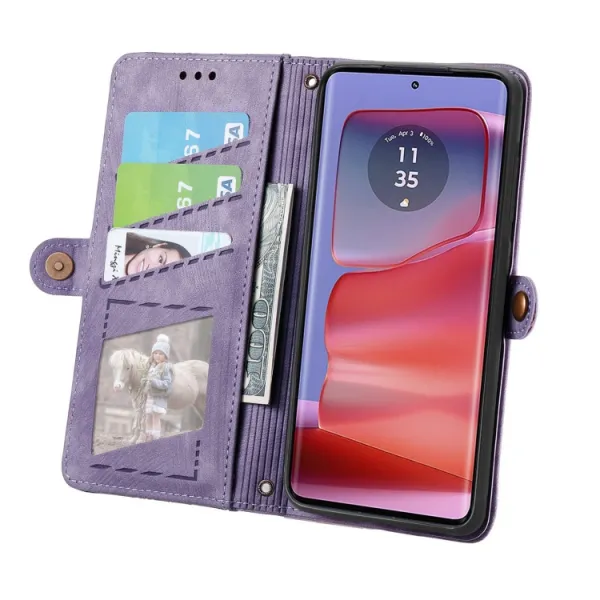 GEOM Peňaženkové puzdro pre Motorola Moto G75 5G fialové