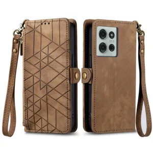 GEOM Peňaženkové puzdro pre Motorola Moto G75 5G hnedé