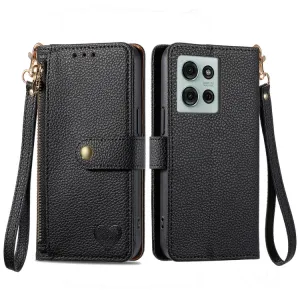 HEART Peňaženkové puzdro pre Motorola Moto G75 5G čierne