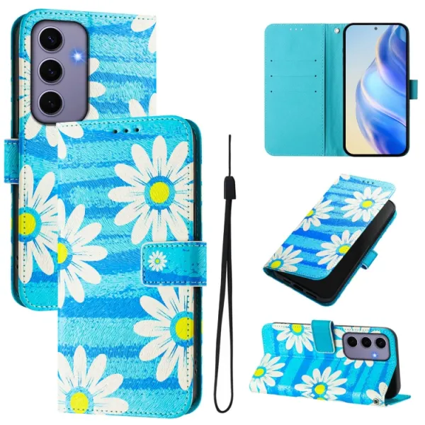 ART Peňaženkový kryt pre Samsung Galaxy S24 5G BLUE DAISY