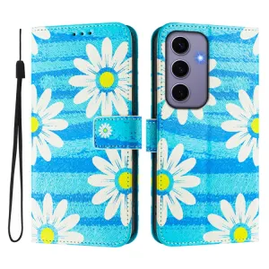 ART Peňaženkový kryt pre Samsung Galaxy S24 5G BLUE DAISY
