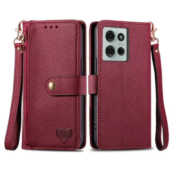 HEART Peňaženkové puzdro pre Motorola Moto G75 5G červené