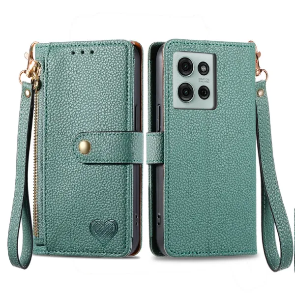 HEART Peňaženkové puzdro pre Motorola Moto G75 5G zelené