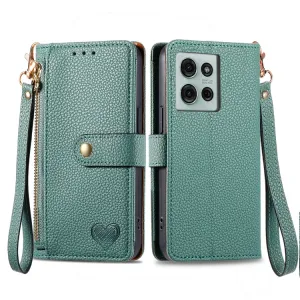 HEART Peňaženkové puzdro pre Motorola Moto G75 5G zelené