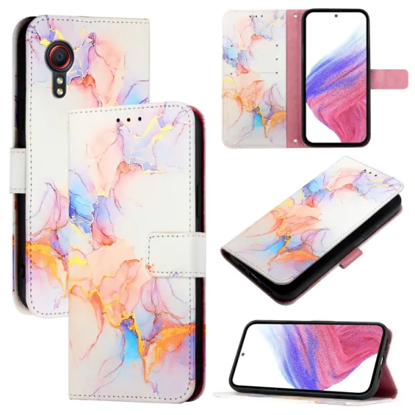 ART MARBLE Peňaženkový kryt pre Samsung Galaxy Xcover 5 WHITE ORANGE