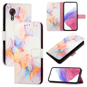 ART MARBLE Peňaženkový kryt pre Samsung Galaxy Xcover 5 WHITE ORANGE