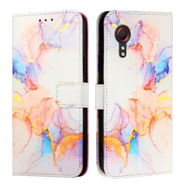 ART MARBLE Peňaženkový kryt pre Samsung Galaxy Xcover 5 WHITE ORANGE