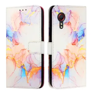 ART MARBLE Peňaženkový kryt pre Samsung Galaxy Xcover 5 WHITE ORANGE