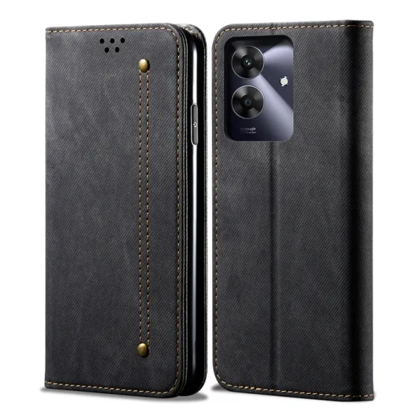 DENIM Peňaženkový kryt pre Realme Note 60 čierny