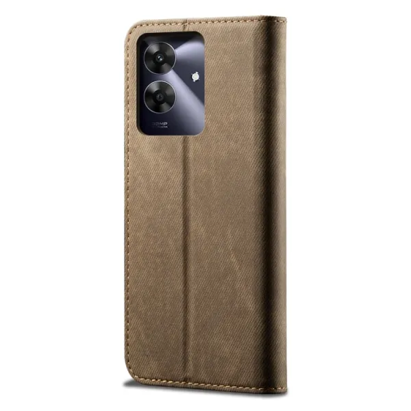 DENIM Peňaženkový kryt pre Realme Note 60 šedohnedý