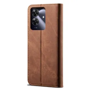 DENIM Peňaženkový kryt pre Realme Note 60 hnedý