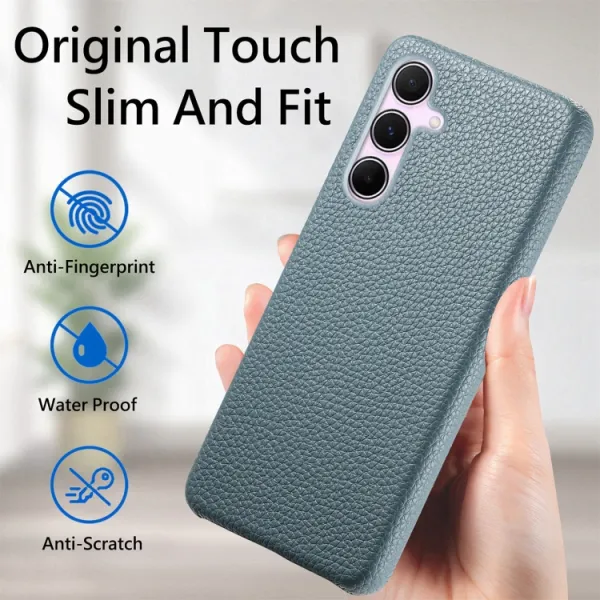 LEATHER CASE Ochranný kryt pre Samsung Galaxy A55 5G modrý