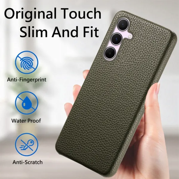 LEATHER CASE Ochranný kryt pre Samsung Galaxy A55 5G zelený