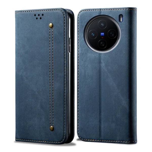 DENIM Peňaženkový kryt pre Vivo X200 5G modrý