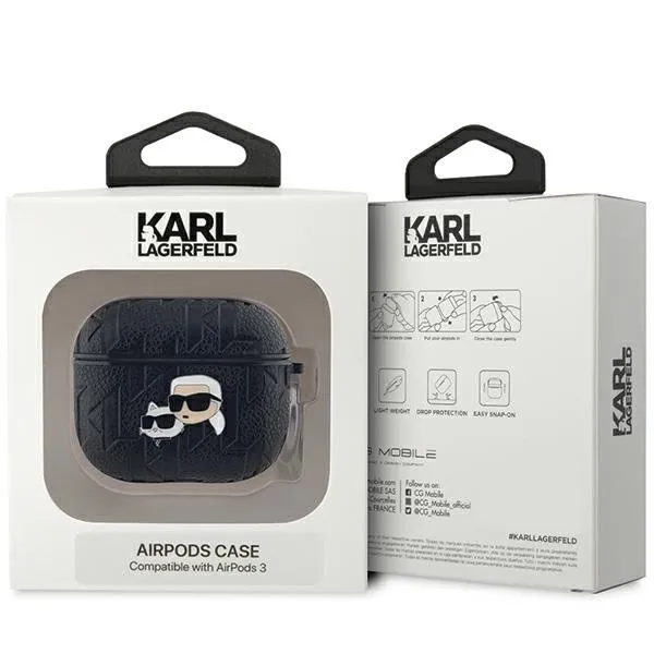 KARL LAGERFELD MONOGRAM Obal na slúchadlá Apple AirPods 3 čierny