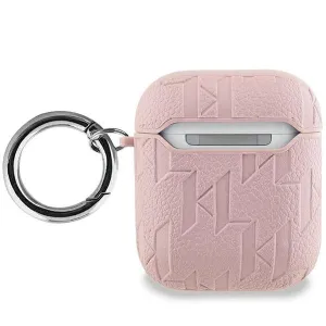 KARL LAGERFEL MONOGRAM Obal na slúchadlá Apple AirPods 1 / 2 ružový