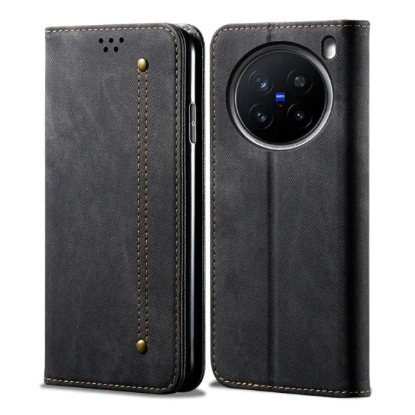 DENIM Peňaženkový kryt pre Vivo X200 Pro 5G čierny
