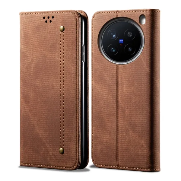 DENIM Peňaženkový kryt pre Vivo X200 Pro 5G hnedý