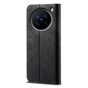 DENIM Peňaženkový kryt pre Vivo X200 Pro 5G čierny