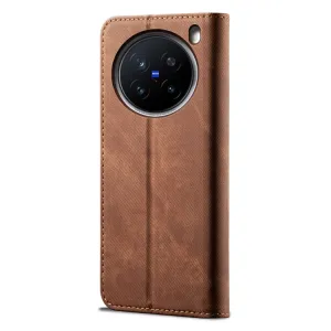 DENIM Peňaženkový kryt pre Vivo X200 Pro 5G hnedý