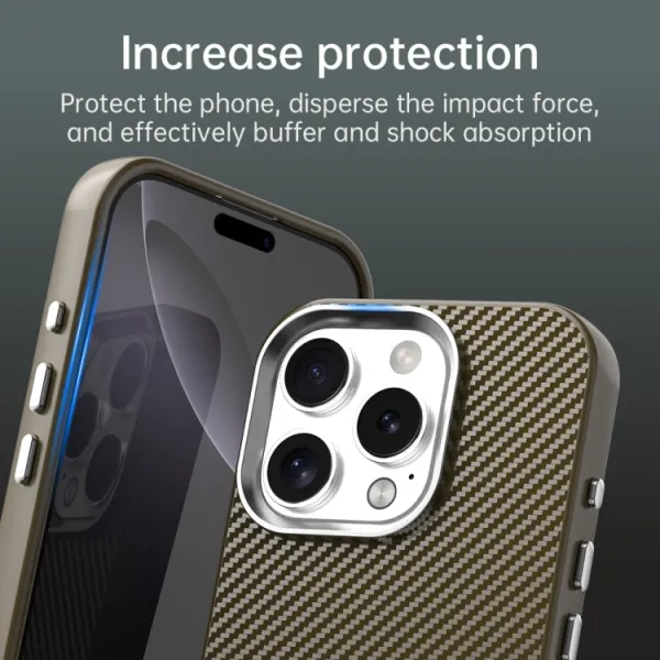 IMD CARBON Ochranný kryt pre Apple iPhone 16 Pro Max hnedý