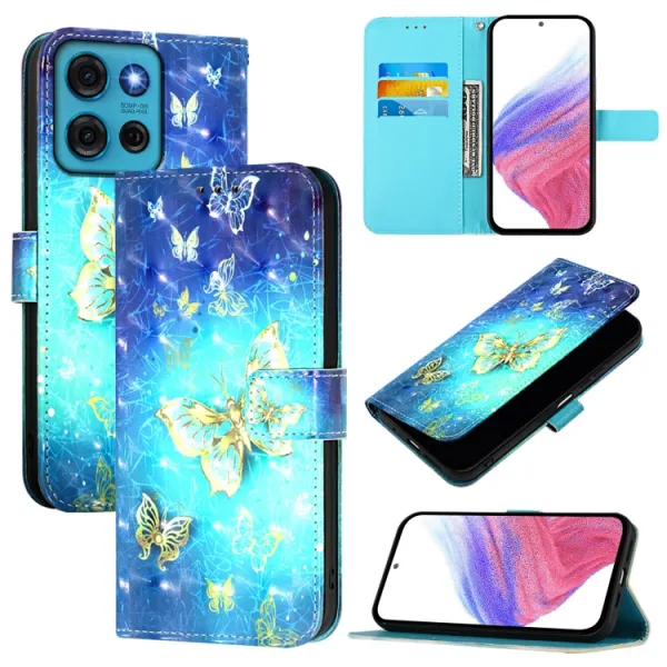 ART Peňaženkový kryt pre Motorola Moto G75 5G GOLDEN BUTTERFLY