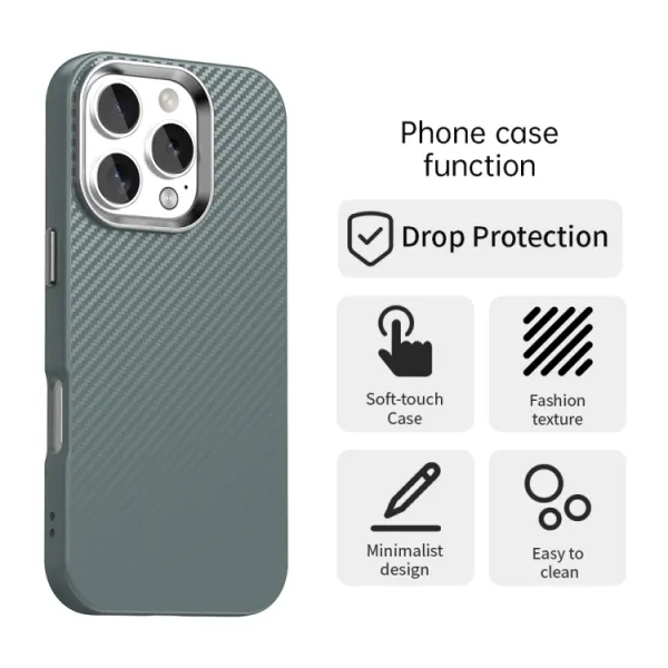 IMD CARBON Ochranný kryt pre Apple iPhone 16 Pro šedý