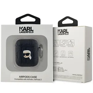 KARL LAGERFELD MONOGRAM Obal na slúchadlá pre Apple AirPods 1 / 2 čierny