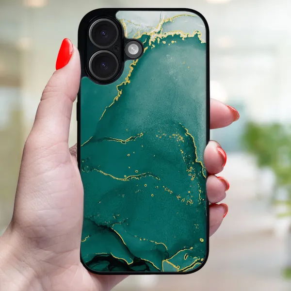 MY ART Ochranný kryt pre Apple iPhone 16 GREEN MARBLE (145)