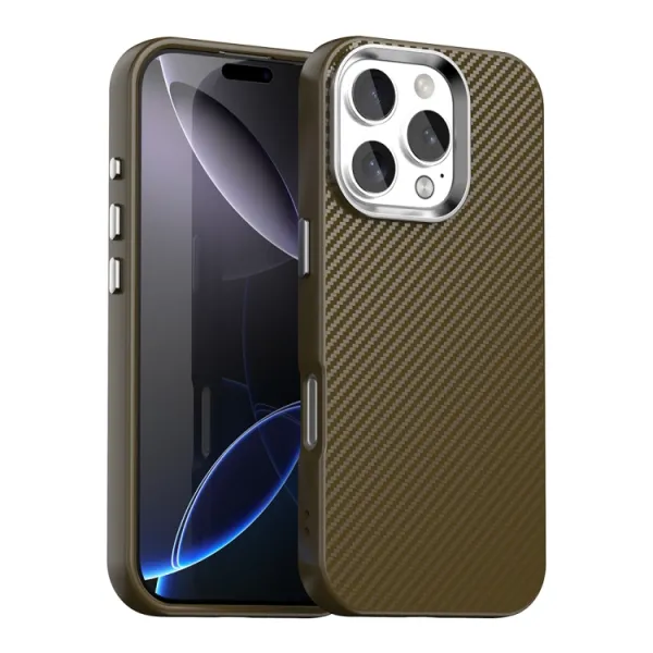 IMD CARBON Ochranný kryt pre Apple iPhone 16 Pro Max hnedý