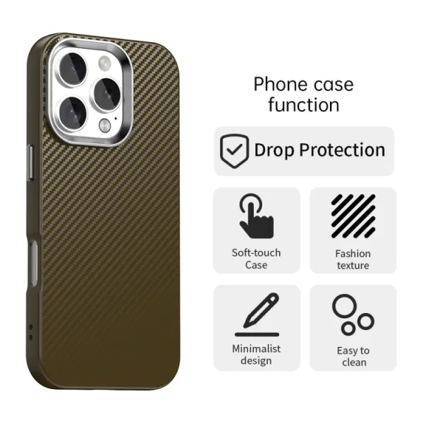 IMD CARBON Ochranný kryt pre Apple iPhone 16 Pro Max hnedý