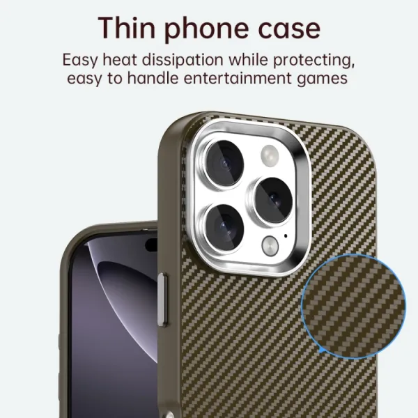 IMD CARBON Ochranný kryt pre Apple iPhone 16 Pro Max hnedý