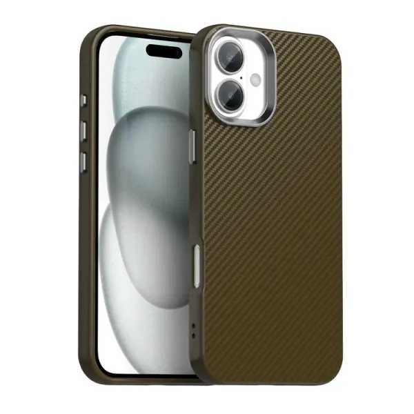 IMD CARBON Ochranný kryt pre Apple iPhone 16 hnedý