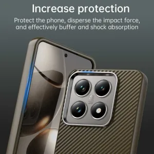 IMD CARBON Ochranný kryt pre Xiaomi 14T hnedý