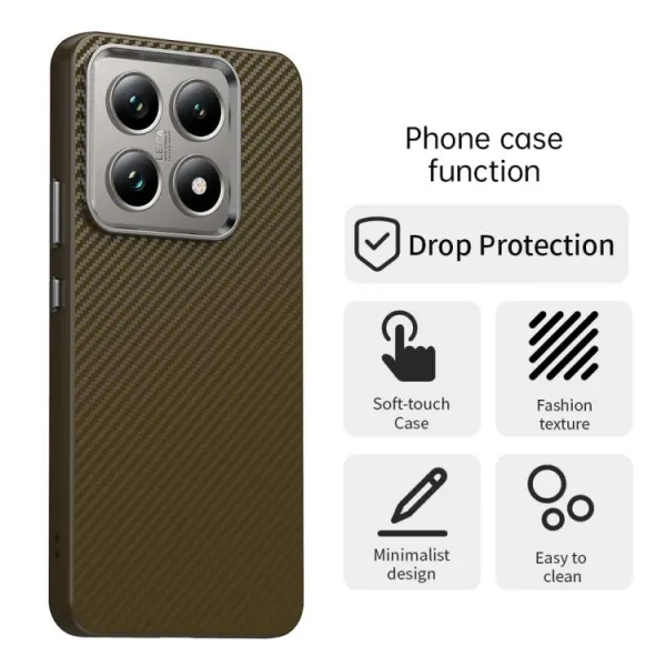 IMD CARBON Ochranný kryt pre Xiaomi 14T hnedý