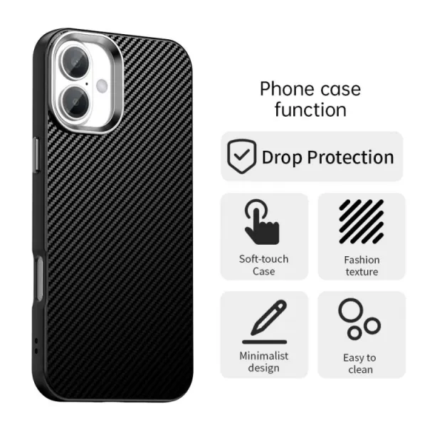 IMD CARBON Ochranný kryt pre Apple iPhone 16 Plus čierny