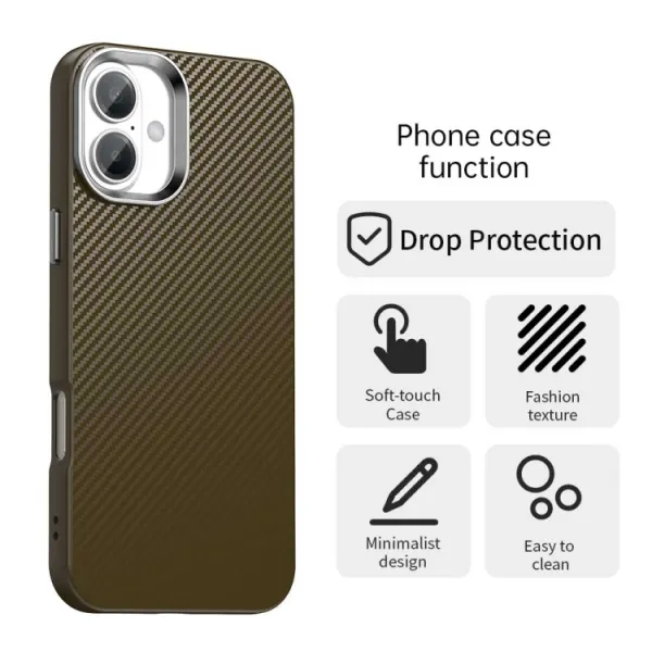 IMD CARBON Ochranný kryt pre Apple iPhone 16 Plus hnedý