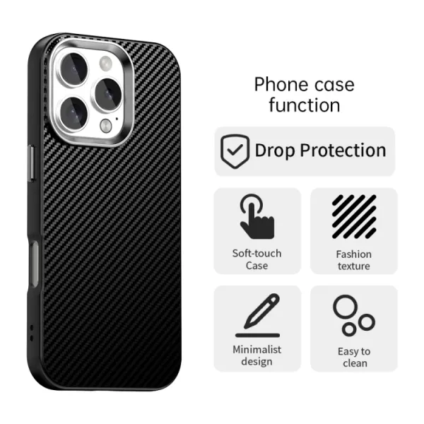 IMD CARBON Ochranný kryt pre Apple iPhone 16 Pro Max čierny