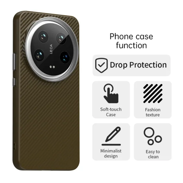 IMD CARBON Ochranný kryt pre Xiaomi 14 Ultra hnedý