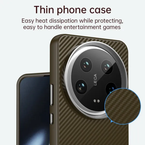 IMD CARBON Ochranný kryt pre Xiaomi 14 Ultra hnedý