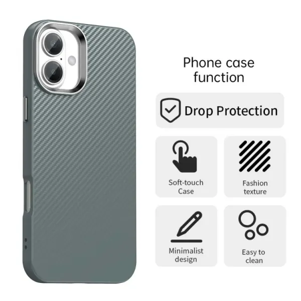 IMD CARBON Ochranný kryt pre Apple iPhone 16 Plus šedý