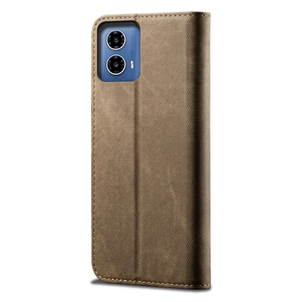 DENIM Peňaženkový kryt pre Motorola Moto G35 5G šedohnedý